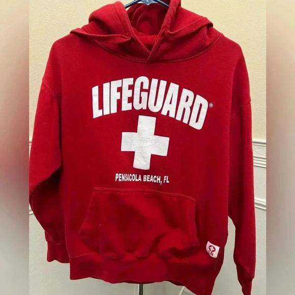 Red Lifeguard Hoodie Uni Sex size Medium - Picture 1 of 6
